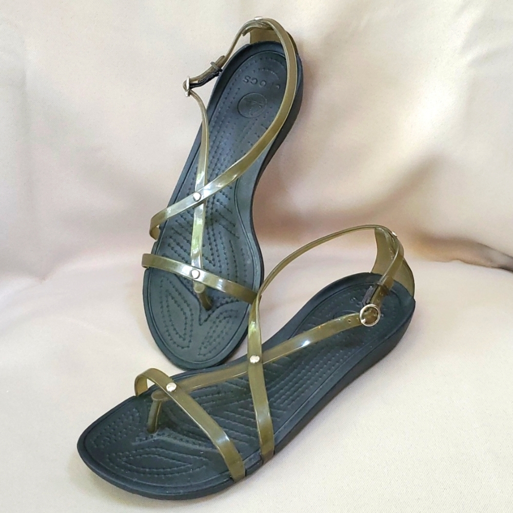 Crocs Womens Really Sexi Smokey Green Gladiator Style Size 7 Sandals